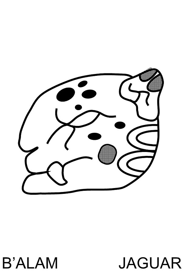 B'alam (jaguar) Mayan glyph, resembling a jaguar head in profile