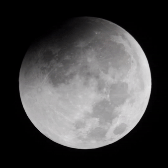Animation created from photos of a lunar eclipse, showing the shadow of the earth passing over the moon